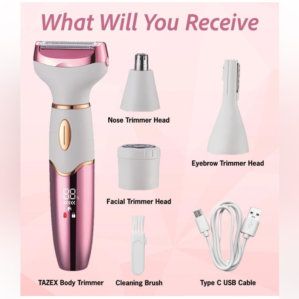 Bikini Trimmer Rechargeable Waterproof Body Face Nose Brow Groomer 4 in 1 NEW - Picture 8 of 9